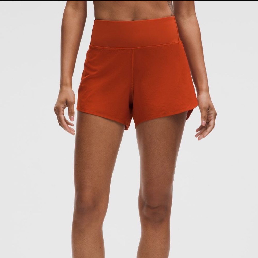 LULULEMON SPEED UP HR SHORTS 4”*MESH VENT IN AUTUM RUST SZ L NWT - Picture 2 of 11